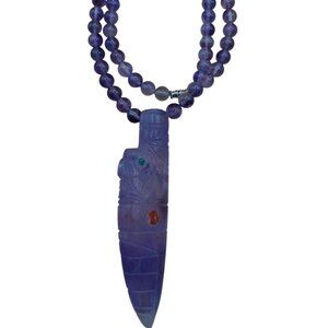 Unisex Necklace Carved Amethyst Stone Spiritual Amulet Protection Wisdom